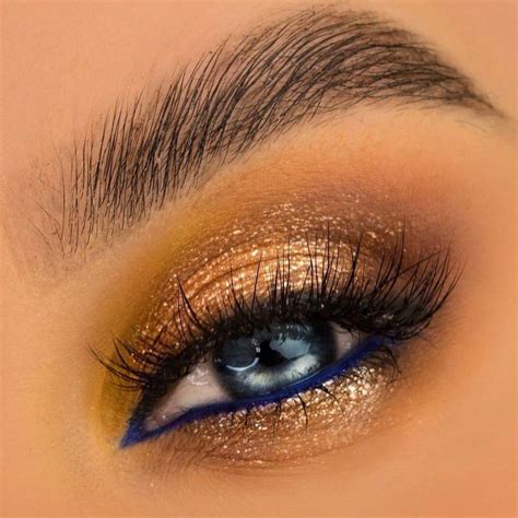 Dramatic Gold Eye Makeup For Blue Eyes