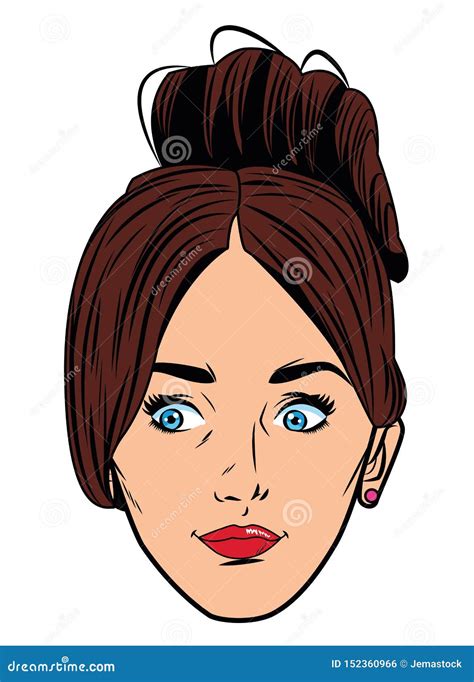 Young Woman Face Avatar Cartoon Stock Vector Illustration Of