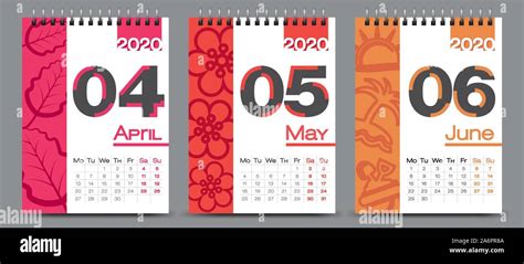 Vector calendar design with 2020 seasons concept Stock Vector Image ...