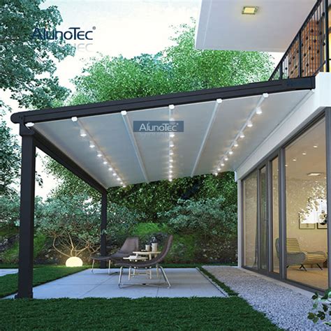 Outdoor Metal Retractable Awning Shade Aluminum Bioclimatic Retractable ...