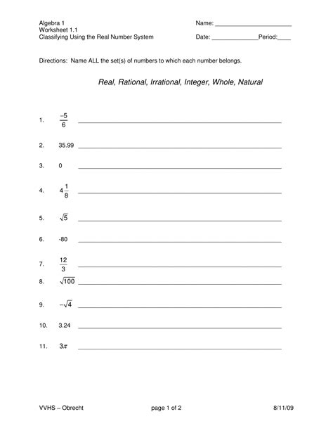 Real Number System Worksheet – Zip Worksheet