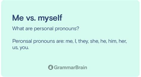 Me Vs Myself Grammar Examples Personal Pronoun Use Grammarbrain