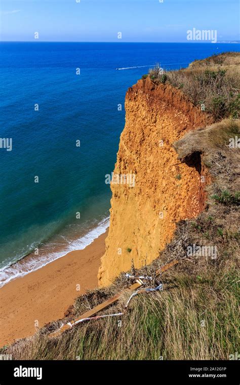 Cliff Falls Roped Off Area Danger West Bay Coast Resort Jurassic Coast Crumbling Sandstone