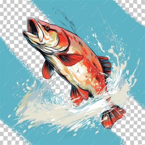 Premium PSD | Illustration of a fish caught in a river