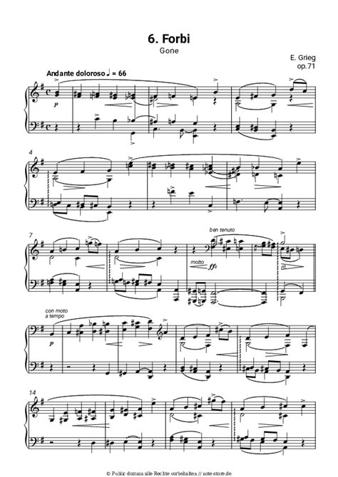 Edvard Grieg Lyrical Pieces Op No Gone Noten Pdf Solo