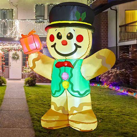 M Green Jacket Gingerbread Man Christmas Inflatable Airfigs