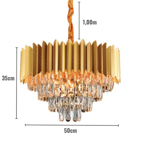 Lumin Ria Pendente Golden Crystal Cm Dourado Sindora Iluminar Ambiente