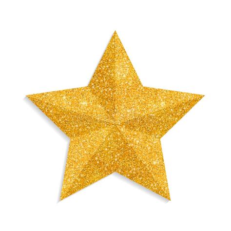 Glitter Golden Star Vector Isolated On White Background Christmas Star