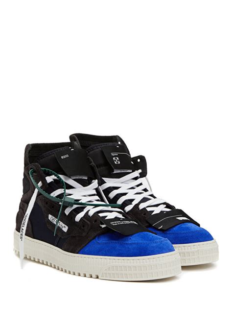 Off White Off Court Siyah Logolu Erkek Deri Sneaker Koyu Gri