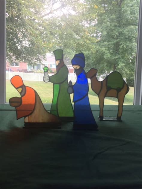 Stained Glass Nativity Set Stained Glass Christmas Nativity Etsy