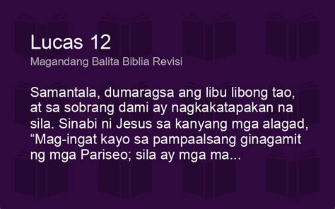 Lucas Rtpv Magandang Balita Biblia Revisi Biblics