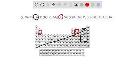 SOLVED:Using only the periodic table as your guide, select the most electronegative atom in each ...