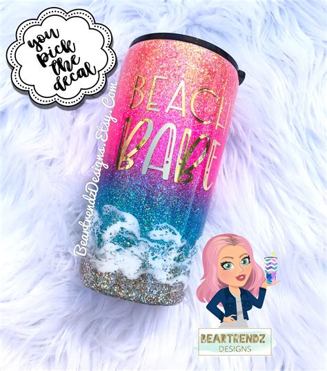 Salty Ombre Glitter Tumbler Beach Glitter Tumbler Neon Beach Tumbler