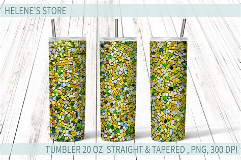 Mosaic Skinny Tumbler Sublimation Wrap Graphic By Helenes Store · Creative Fabrica