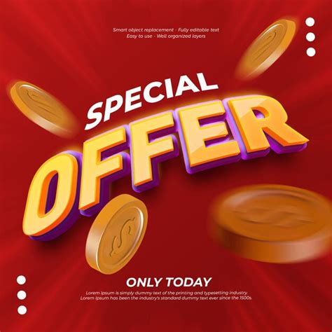 Premium Psd Special Offer Square Banner With Editable 3d Style Text