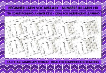 LATIN NUMBERS 1-10 WORD SEARCHES by Lively Learning Classroom | TpT