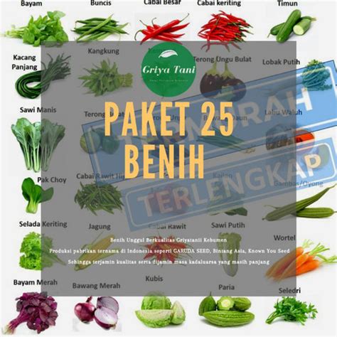 Jual Paket Lengkap Benih 25 Macam Jenis Sayuran Rumahan Terlengkap