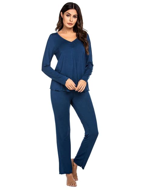 Kissgal Womens Pajama Set Long Sleeve Sleepwear Soft Loungewear Sets