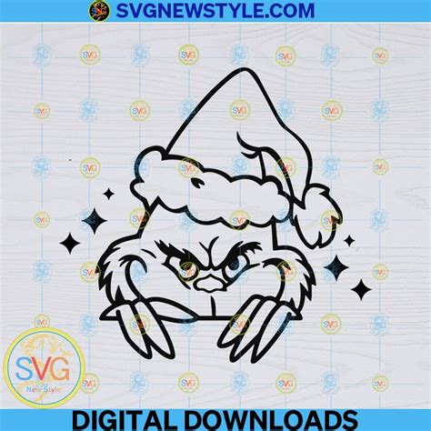 Grinch Face Outline Svg, Merry Grinchmas Svg, Grinch Face Svg, Png.