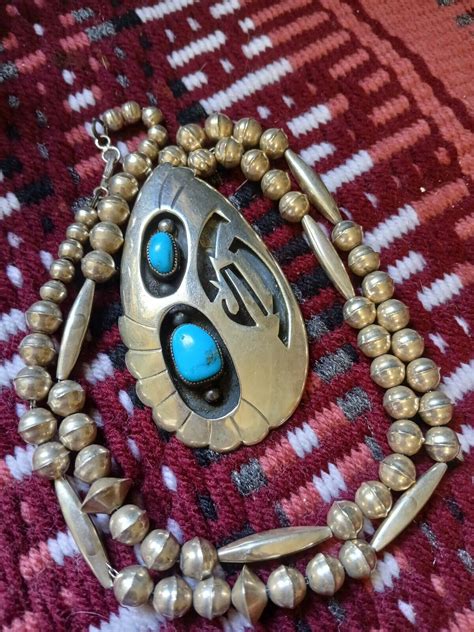 Vintage Native American Hopi Overlay Pendant Gem