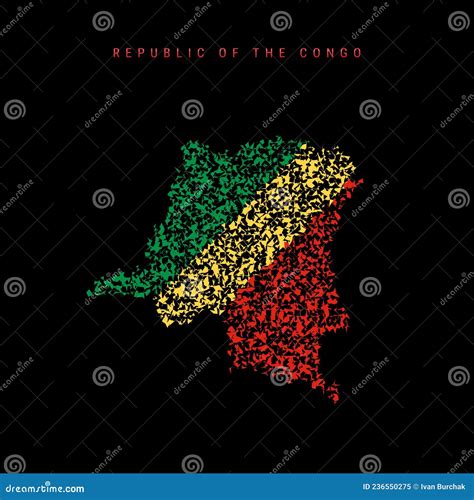 Republic of the Congo Flag Map, Chaotic Particles Pattern in the Congolese Flag Colors. Vector ...