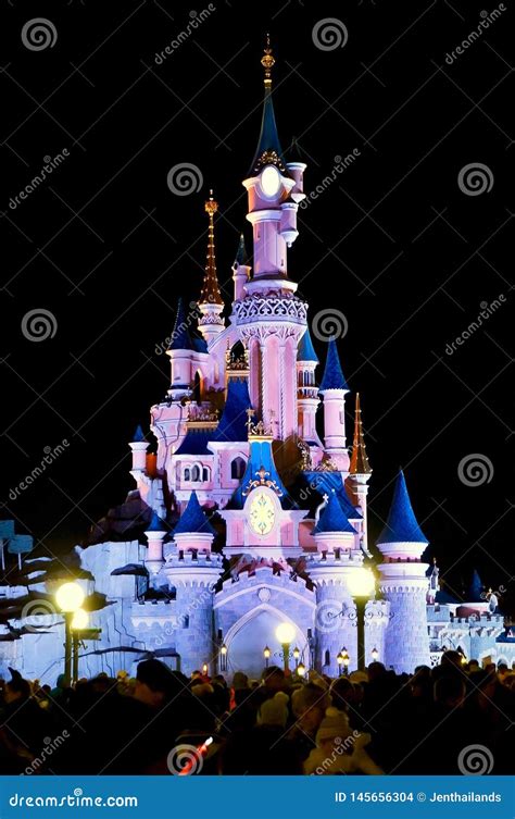 Disneyland Paris Castle At Night Editorial Stock Image Image Of Night