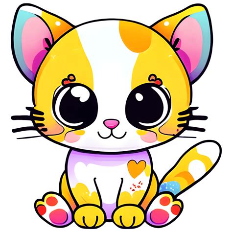 Cute Kawaii Style Calico Kitten Graphic · Creative Fabrica