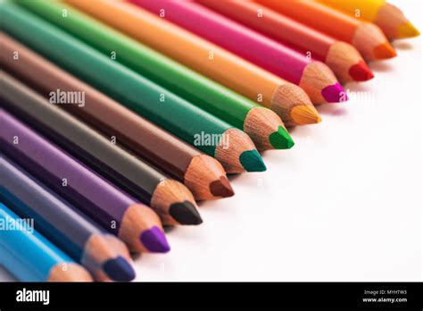 Color Pencils Crayons With Copy Space Isolated On White Background Education Frame Concept