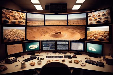 Monitors in Surveillance Room, with Feeds from Different Locations and Angles Stock Illustration ...