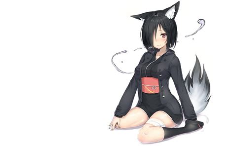 Anime Fox Girl With Black Hair