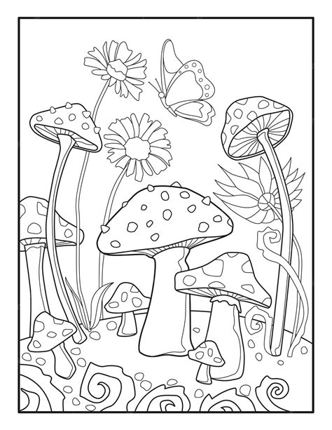 Premium Vector Mushrooms Coloring Pages Mushroom Outline Drawing