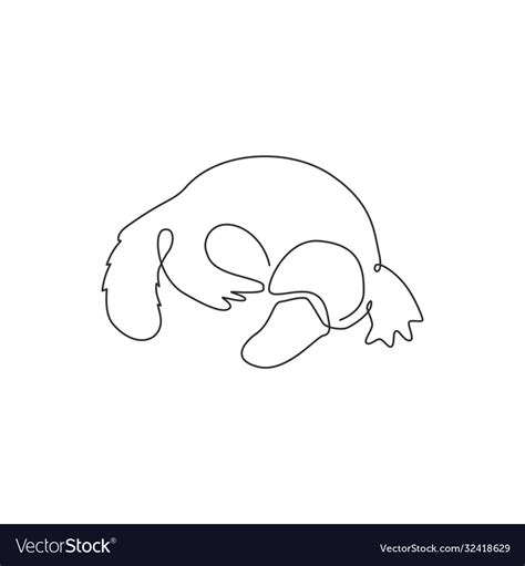 One single line drawing smart unique platypus Vector Image