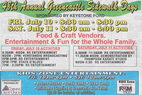 Annual Greencastle Sidewalk Days - SHIP SAVES