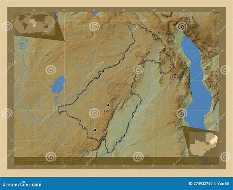 Muchinga Zambia Physical Major Cities Stock Illustration