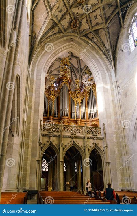 Gothic Arches And Pillars In Bayonne Cathedral Editorial Photo