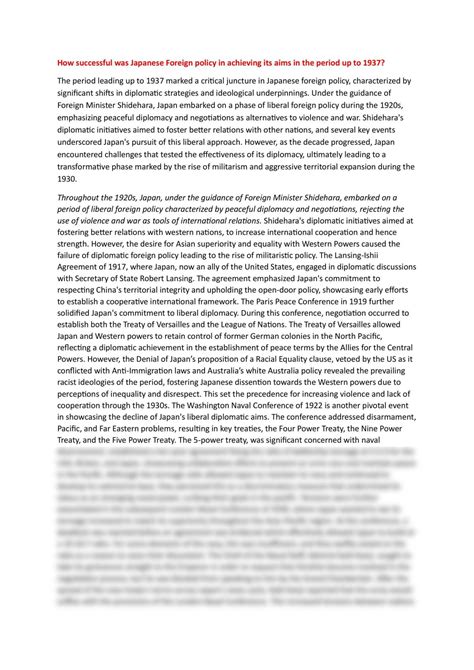 How successful was Japanese Foreign policy in achieving its aims in the ...