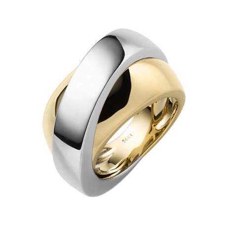 Breiter Ring aus 585 Gold bicolor glänzend B 14mm