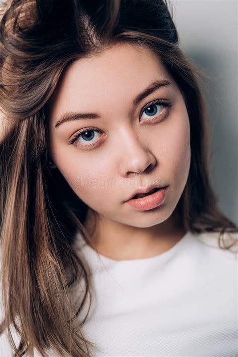 Close Up Portrait Of Beautiful Girl Looking At The Camera Stock Image Image Of Beauty Closeup