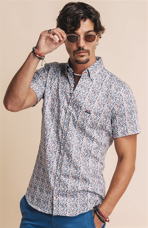 Camisa Entallada Manga Corta Flores Liberty Camisas De Hombre