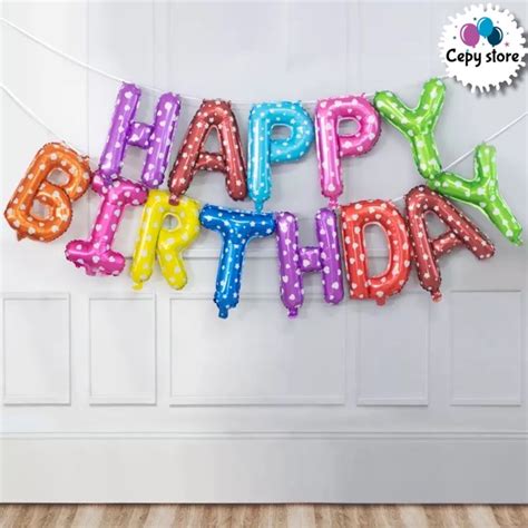 Balon Foil Huruf Set Happy Birthday Mix Warna Shopee Indonesia