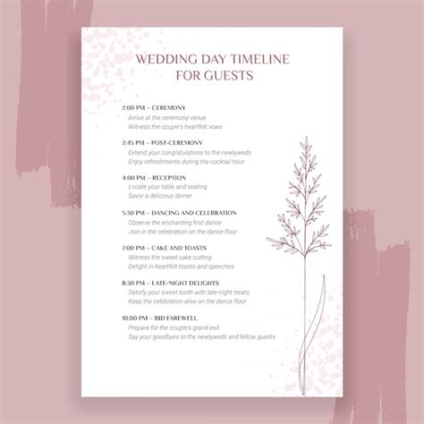 Free Vector | Wedding day schedule template design