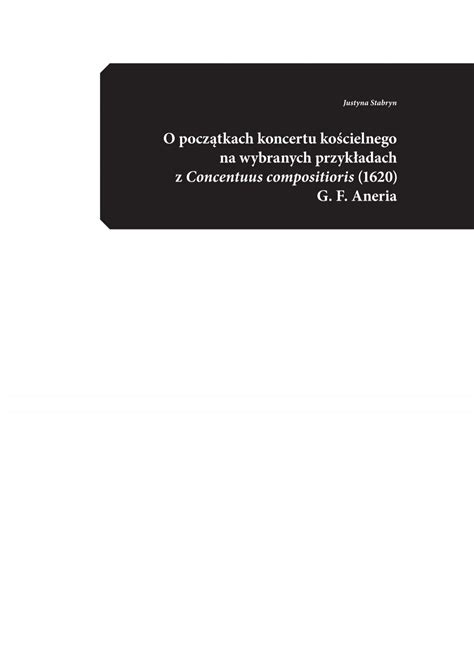 O poczÄ tkach koncertu koÅ cielnego na wybranych przykÅ adach z