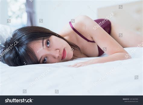 Sexy Asian Woman Lingerie Lying On Stock Photo 1231467283 Shutterstock