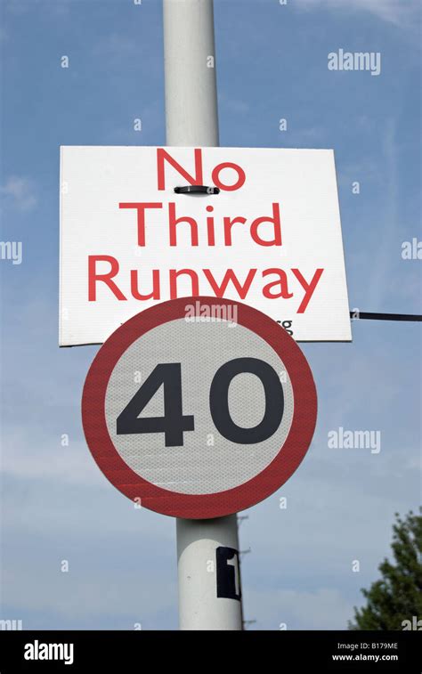 Speed Limit And No Third Runway Signs Near Harlington And Sipson