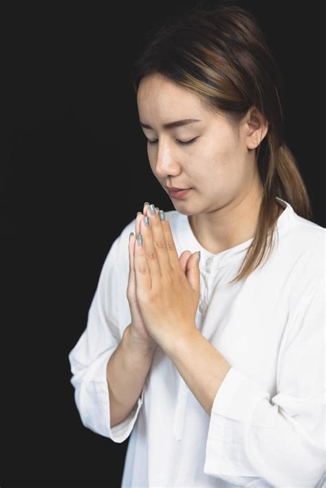 Woman Praying Hands With Faith In Religion And Belief In God On The