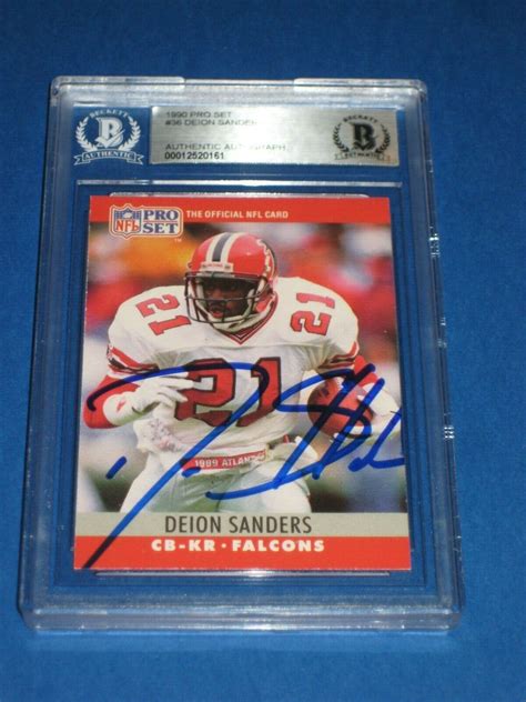 Deion Sanders Signed 1990 Pro Set Card 36 Beckett Authenticated Early Sig Autographia