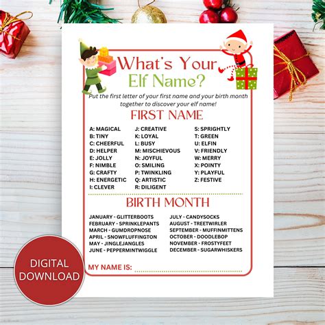 What S Your Elf Name Printable Game Christmas Your Elf Name Game