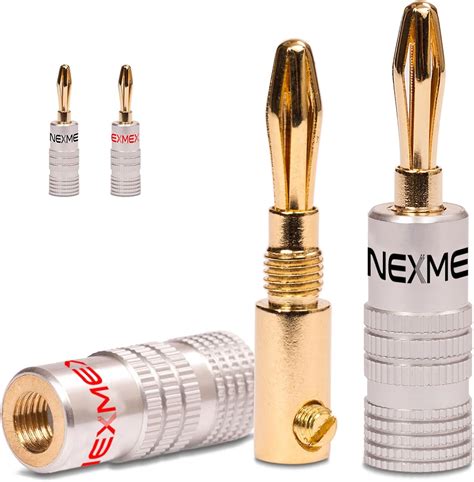 NEXMEX Bananenstecker für Lautsprecher 24K vergoldet 4 Stück 2 Paar