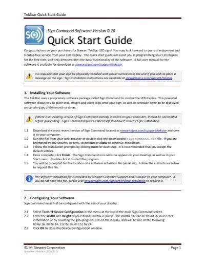 Sign Command V020 Quick Start Guide Jm Stewart Signs