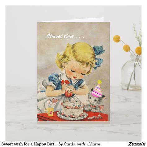 Sweet wish for a Happy Birthday! Card | Zazzle | Happy birthday cards ...